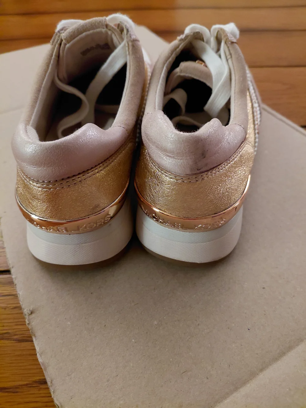 Michael Kors Pink & Gold Lace-Up Sneakers for Women
